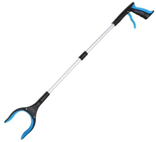 SAGELSHN Pinza Raccogli Oggetti Resistente 2 Pezzi di Strumento Presa in Alluminio, Artiglio Magnetico, Leggero E Pieghevole Pinza Antiscivolo(Blue)