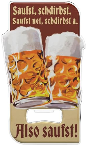 LANOLU Flaschenöffner lustig für Männer, magnetisch -SAUFST SCHDIRBST- cooler Bieröffner lustig, Bier geschenke für Männer, Biertrinker Geschenk
