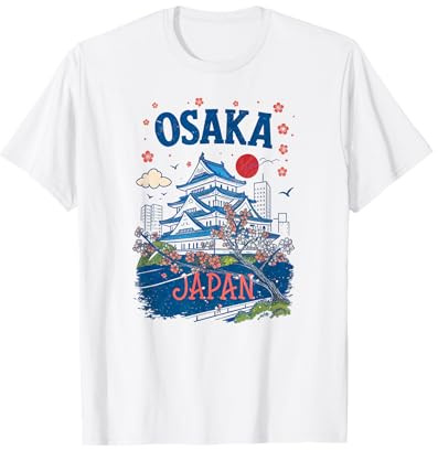 Osaka Japón Cherry Blossom Castle Art Travel Souvenir Camiseta