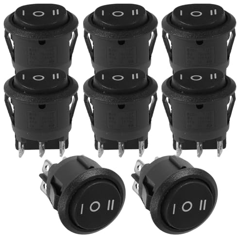 Milisten Lot de 8 Interrupteurs à Bascule Ronds 6 Broches 3 Positions en Plastique pour Usage Automobile Électronique et Marin Interrupteur à 3 Positions Solide et Polyvalent