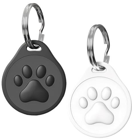 YOFDAL 2 Pièces Medaille Chien avec Gravure et Code QR,Intelligent Étiquettes de Anti-Perte,Un Incontournable pour Les Propriétaires d'animaux de(Noir + Blanc)