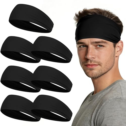 Sport Headbands for Men - 7 Pack Sweat Absorbent Running Headband | for Fitness Workout Running Rugby Baseball Yoga High Intensity Interval Training, Unisex Sweatband for Both Men and Women