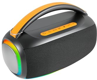 Lizoak 80W Tragbarer Bluetooth Lautsprecher mit Griff, Leistungsstarke Bluetooth Musikbox für Outdoor & Partys, Lichteffekten, TWS Kopplung, IPX7 Wasserfester, Stereo Speaker mit Powerbank Funktion