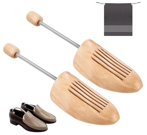 Hormas para Zapatos de Madera, Ajustable Tensores de Zapatos para Mujer y Hombre con Bolsa de Almacenamiento, Transpirable y Antiarrugas, para Botas, Zapatos de Vestir y Zapatillas, Tamaño 42-46