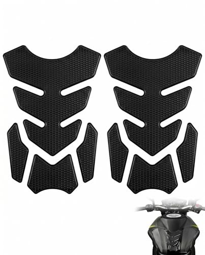 RAMGLYO Copriserbatoio Moto 2 Pezzi Nero | Adesivi in Plastica Dura Resistente | Copertura Universale | Previene Graffi, Sassi e Usura da Attrito