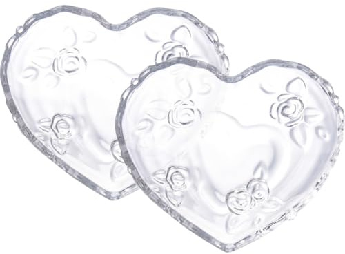 balacoo Set 2 Ciotole in Vetro a Forma di Cuore Superficie Liscia e Decorativa, Vassoio Trasparente per Frutta e Dolci per Uscite e Feste Amici