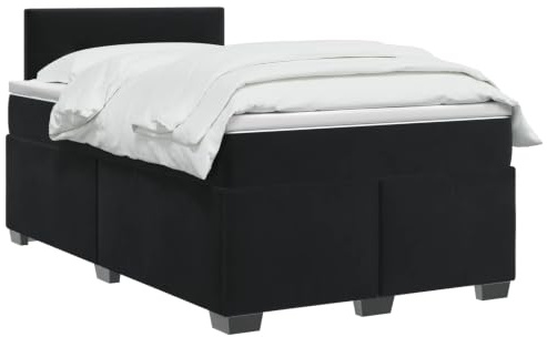 vidaXL Lit boxspring avec Matelas Noir 120 x 190 cm Velours, Chambre contemporaine, Cadre de lit Moderne, tête de lit Ajustable, Matelas Medium Ferme en Velours