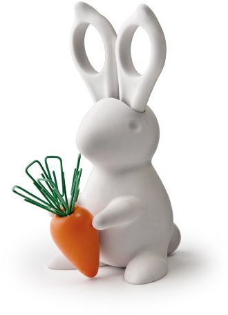 QUALY Desk Bunny Scissors 72.5x138.5x88 White