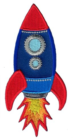 PatchMommy Rakete Aufnäher zum Aufbügeln für Kinder, 9 x 4,25 cm