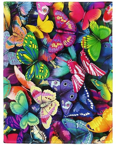 YISUMEI - 150 x 200 cm Decke - Bunte Schmetterlings Schönheits Natur Fleecedecke,Kaschmir-Gefühl Kuscheldecke Geeignet für Bett oder Sofa