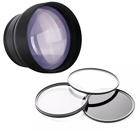 Digital Nc Objectif Super téléobjectif Haute définition 2,2X pour Fuji FinePix S9200 + kit de filtres 3 pièces 58 mm + Adaptateur Objectif/Filtre + kit de Nettoyage 5 pièces