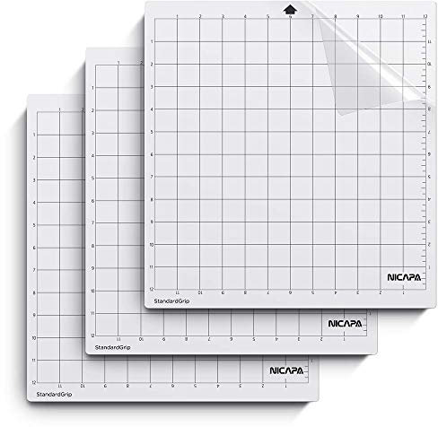 NICAPA Schneidematte für Silhouette Cameo 4 /3/2/1 [Standardgriff, 12x12 Zoll, 3er-Pack] Haftende und rutschfeste Flexible gerasterte Schneidematten Ersatzmatten Zubehörset Vinyl Craft Sewing