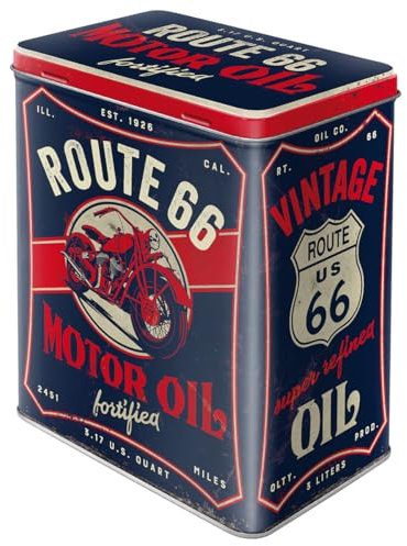 Nostalgic-Art Retro Vorratsdose L, 3 l, Route 66 Motor Oil – Geschenk-Idee für USA Fans, Große Kaffee-Dose aus Blech, Vintage Design