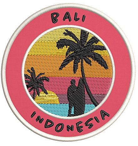Bali, Indonesia Surfing Spot Embroidered Premium Patch DIY Iron-on or Sew-on Decorative Badge Emblem Vacation Souvenir Travel Gear Clothes Appliques