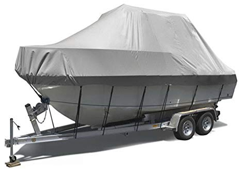 HOYOCE 11-24Ft Copertura Impermeabile per Barche, Copertura per Barca Forte Tessuto Oxford 600D Telo Copri Barca A Motore Adatto A Scafo A V, Tri-Scafo, Barca da Sci da Pesca,Grigio,20~22ft