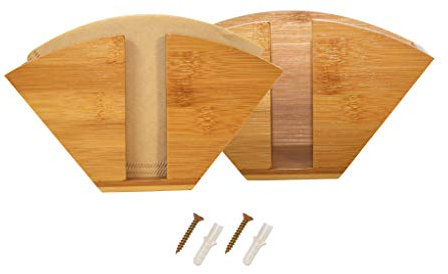 elbmöbel 2er Set Bambus Holz Filtertütenhalter - Kaffeefilterhalter, Serviettenhalter zum Stehen oder Hängen als Serviettenständer oder Filterpapierhalter
