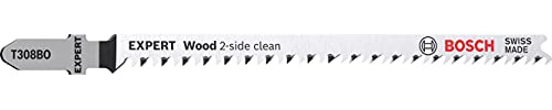 Bosch 25x EXPERT Hardwood 2-side clean T308BO Stichsägeblatt, 25-tlg. | für Massivholz-Möbelplatte, Sperrholz, Länge 117 mm, Professional Zubehör Stichsäge
