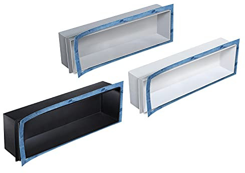 Saxoboard Wandnische Dusche aus Edelstahl, Duschnische 120x30x10 cm - Farbe wählbar (Schwarz RAL 9005)