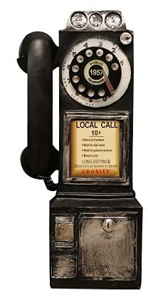 LIUNA Telephone landline ornaments Vintage Rotate Classic Look Dial Pay Wall-mounted Phone Model Bar Wall Soft Retro Home Decoration Ornament (Color:black)