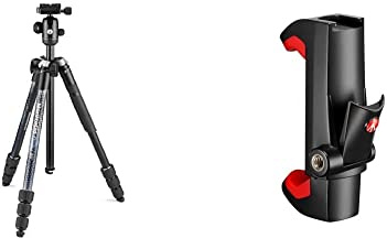 Manfrotto Element MII Trépied pour Appareil Photo en Aluminium avec Rotule et Sac de Transport, Support pour Smartphone et Téléphone & MCPIXI - Pince Universelle pour Smartphone, Version Pro