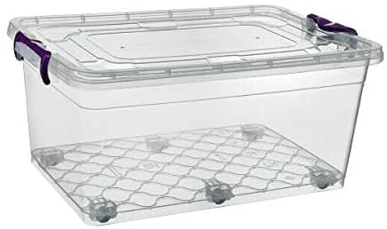 Asude Plastic Storage Box Boxes Lid Handles Food Container Home Kitchen Office Box UK, 60L