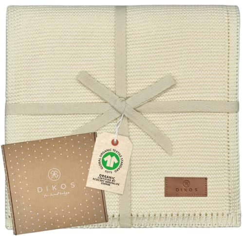 DIKOS® Coperta per neonati, 100% cotone biologico, coperta per neonati, per tutto l'anno, coperta per bambini, idea regalo per la nascita (crema)