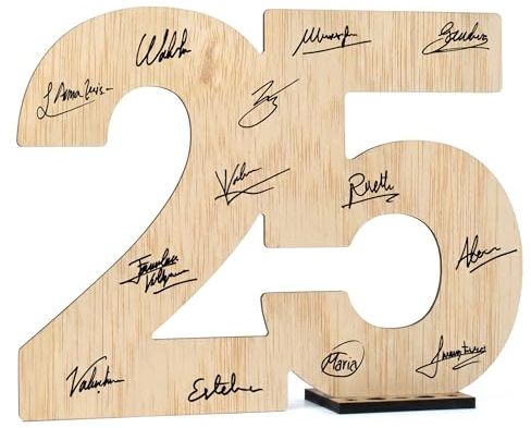 CONTRAXT Holzschild zur Silberhochzeit Geschenk zum 25. Hochzeitstag & Jubiläum Gästebuch Alternative & Deko für das Ehepaar verheiratet