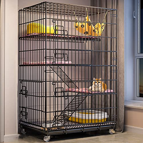 Katzengehege Indoor Outdoor Groß Metall Katzenkäfig für Kaninchen, Welpen, Gittergehege, Meerschweinchen, Pet Products Portable Hundebox mit Bodenschale Yard(70 * 50 * 112cm)