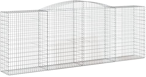 vidaXL 7x Arched Gabion Baskets Cage Mesh Wire Stone Basket Outdoor Spiral Retaining Wall Planter Garden 400x50x140/160 cm Galvanised Iron