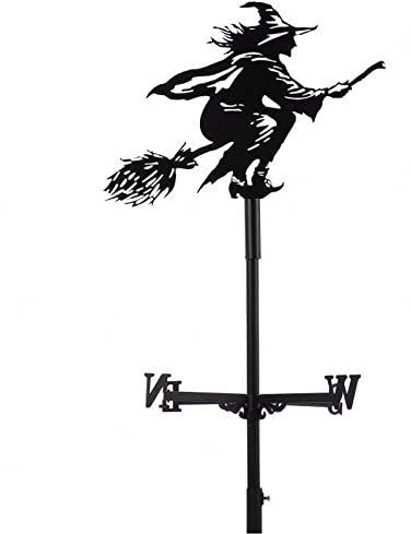 VVLXRIC Hexe Deko, Wetterhahn Windspiel, Fliegende Hexe Garten Deko, Weather Vane, für Halloween Outdoor Garden Patio Rasen Patio Landschaftsbau
