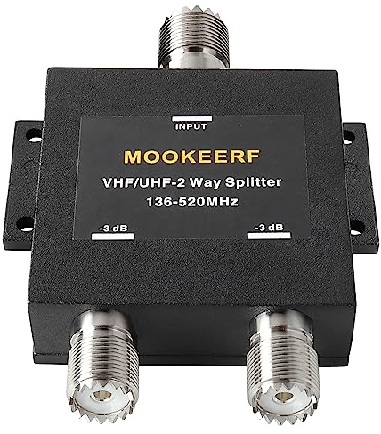 MOOKEERF 2 Way Splitter UHF Female (SO239) Connector 50 Ohm VHF/UHF Splitter for 136/520MHz Two Way/Amateur/Ham/CB Radio (NOT for TV)