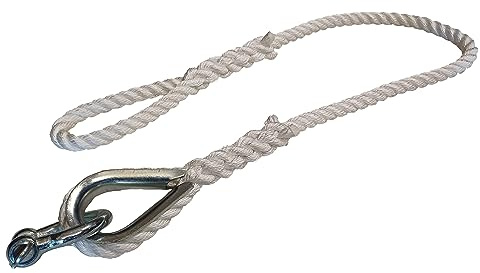 12mm Nylon Rope Mooring Strop With Galv Thimble & Bow Shackle One End & Soft Eye Other End - Mooring Warp - Mooring Rope (4 Metres)