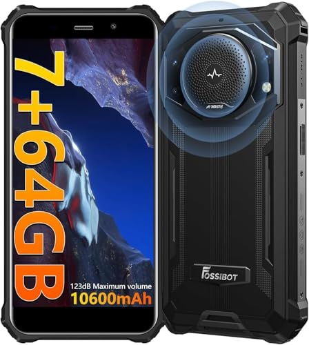 FOSSIBOT F101P Rugged Call Phone，Android 13 7GB+64GB /1TB Rugged Smartphone 10600mAh Unlocked Phone 123dB Loud Volume Phone 5.45 24MP+8MP Camera Waterproof Smartphone 4G Dual SIM OTG Octa-core 18W