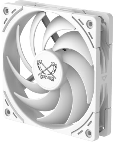 Scythe Wonder Snail 120 PWN - 2400 RPM, 120mm x 25mm Static Pressure Optimized High-Performance Computer Case Fan, Fluid Dynamic Bearing, 4-Pin Connector, Single Pack, White