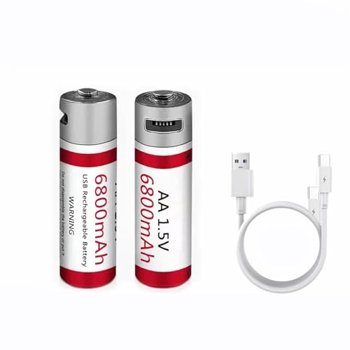WILLQ Rechargeable Lithium AA Batteries 6800mAh USB Constant Output 1.5V 2 Hour Fast Charge with USB Cable 1000+ Cycles Double A Battery