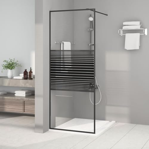 Camerina Paroi de douche Noir 80x195 cm Verre ESG transparent,Vitre Baignoire Salle De Bain,Pare-Baignoire