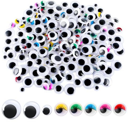 400 Stück Wackelaugen Zum Basteln Augen Selbstklebend Mit Wimpern, 6 mm, 8 mm, 10 mm, 12 mm, Wackelaugen Für Heimwerker, Bastelarbeiten, Scrapbooking, Dekoration (Gemischte Farben)
