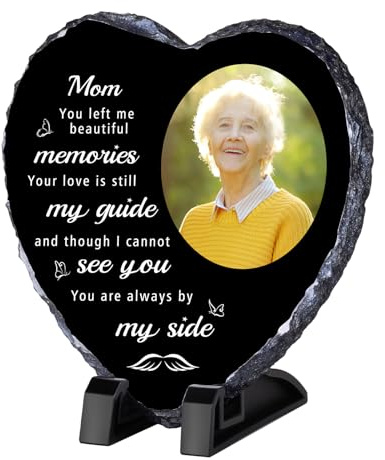 WACAR Placa conmemorativa personalizada, marco individual de pizarra con texto y foto, regalos conmemorativos personalizados para la pérdida de un ser querido, decoraciones para tumbas en el