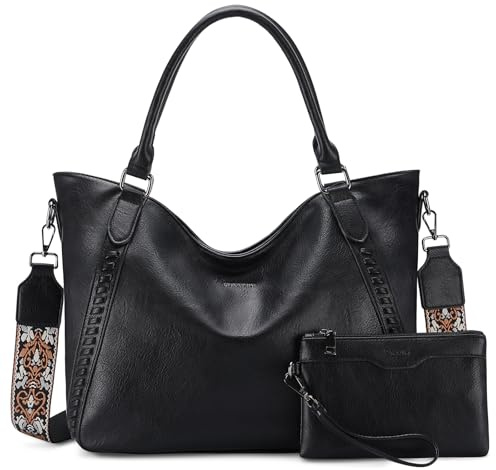 VX VONXURY Handtasche Damen mit Anti-Diebstahl 16,3 L | Veganes Leder, 6 Fächer, 3-in-1 Tragemodus, abnehmbare Geldbörse, Gitarrengurt, Büro, Reisen,Uni, Berufstätige