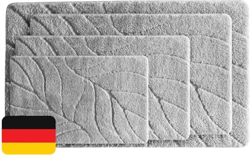 KARAT Tappetino da bagno morbido e antiscivolo, ad asciugatura rapida, lavabile a 40 °C, certificato OEKO-TEX – tappetino da doccia morbido per bagno e WC, modello Maris, grigio chiaro, 60 x 120 cm