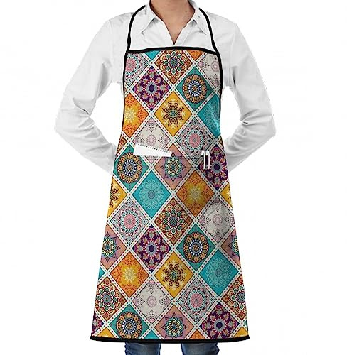 Oudrspo Hombres Mujeres Delantal Hornear Cocina Jardinería Trabajos con bolsillos