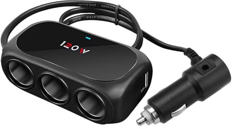Car Cigarette Lighter Splitter 3-Socket Splitter Dual USB Ports 120W Multi-Device Charger 12V/24V Waterproof Cigarette Lighter Adapter for Cars SUVs Trucks Camera Dash Cam GPS Phones Tablet