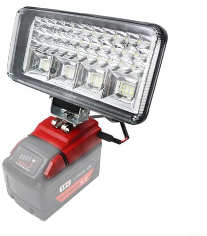 Lampe de travail LED DC 12 V avec clip pour batterie au lithium 18 V, rouge, pour lumière LED et ventilateur, pas de piles, peut charger téléphone portable (8)
