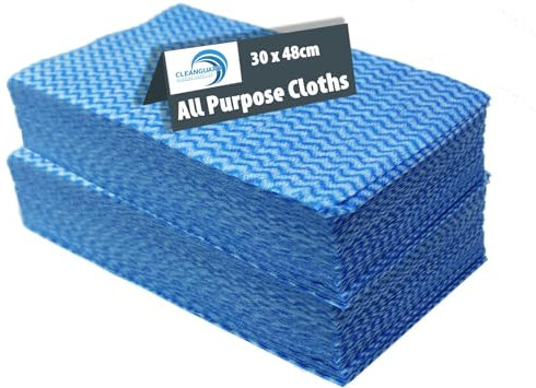 Sanisafe 100 Pack Blue LARGE All Purpose Cleaning Cloths - 48x30cm - Strong & Absorbent - J Type