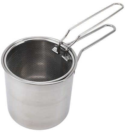Frittiertopf mit Siebkorb, Frittiertopf aus Edelstahl 304 mit Griff, Speckfettbehälter, Küchenölbehälter, Mini-Fritteuse mit Korb