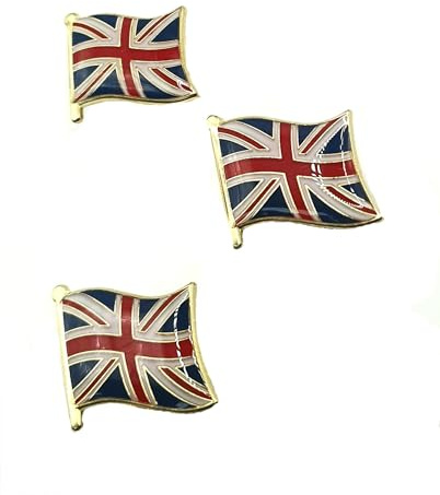 Union Jack Great Britain UK Metal Enamel Country Flag Pin Badge Pack of 3