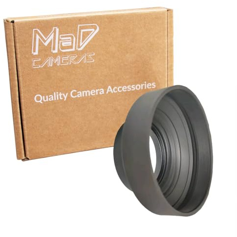 MaD Camera - 58mm Collapsible Rubber Lens Hood - Screw-On Camera Hood Compatible with Canon/Nikon - Essential Camera Lens Hood Accessory