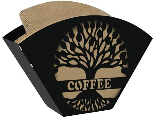 Kaffeefilterhalter - Eisen Schöner Lebensbaum Design Schwarzer Filtertütenhalter, Kaffeefilterhalter Zur Aufbewahrung Von Kaffeefiltern Aus Metall Geeignet Für Cafés, Bars, Küchen