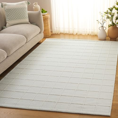 SAFAVIEH Natura Collection Area Rug - 6' x 9', Ivory, Handmade Wool, Geometric Grid Pattern, Ideal for Living Room, Bedroom, Home Office, Dining Space (NAT785A-6)