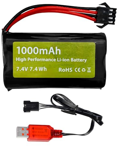 1PCS 7.4V 2S 1000mAh Li-ion Batterie+SM-4P Stecker mit USB Ladekabel für M416 elektrische Gel Spielzeugpistole, EC16 DE85 RC Fernbedienung Spielzeugauto